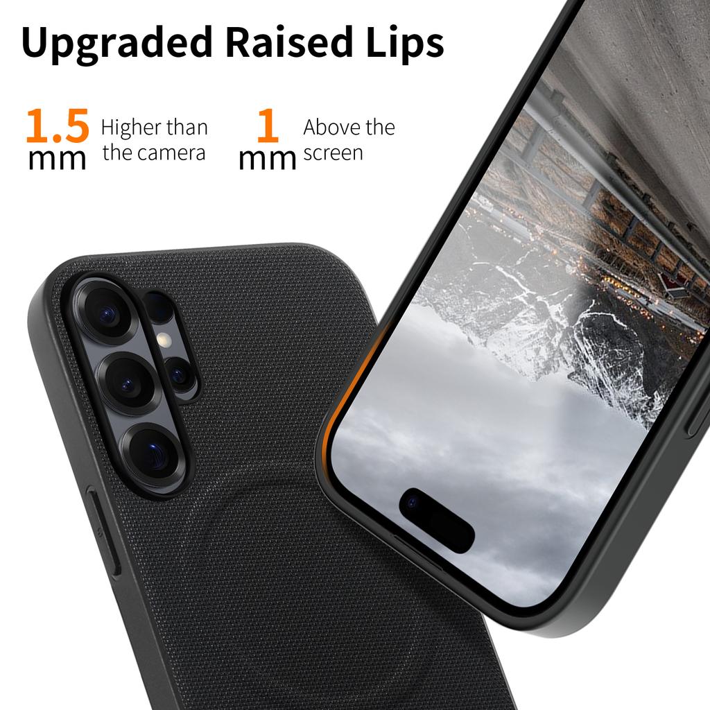 For Samsung Galaxy S26 Ultra Magnetic Case Fine Grid Texture Leather + PC + TPU Phone Cover