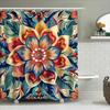 Multicolored Floral Shower Curtain Modern Bath Decor, Waterproof Fabric Home Bathroom Decoration Red, Blue, Yellow Flowers Desig