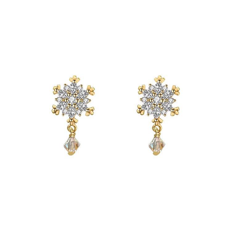S925 Silver Crystal Snowflake Earrings - 2025 Trendy Light Luxury Studs for Women