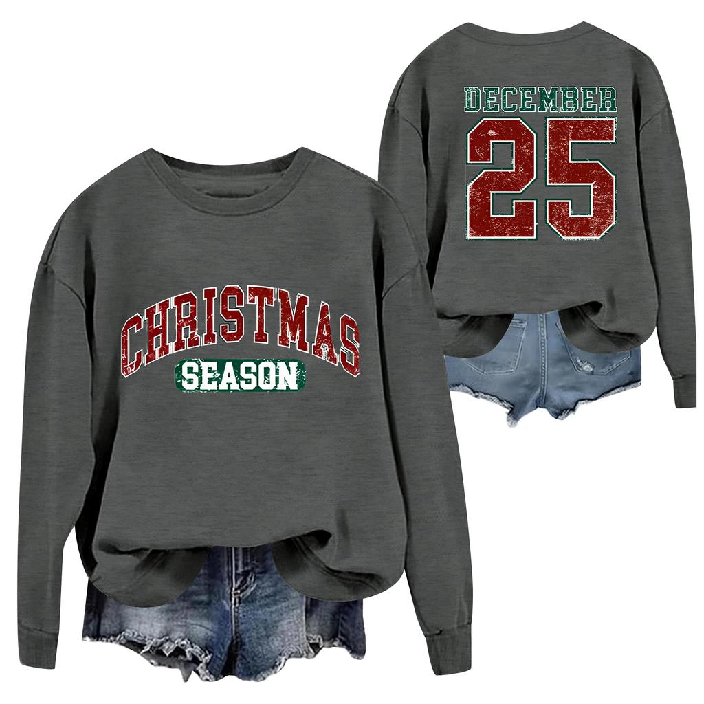 Weihnachts-T-Shirts und Sweatshirts, Damen-Sweatshirts, Langärmelige Pullover-Sweatshirts, Damen-Langarmtops