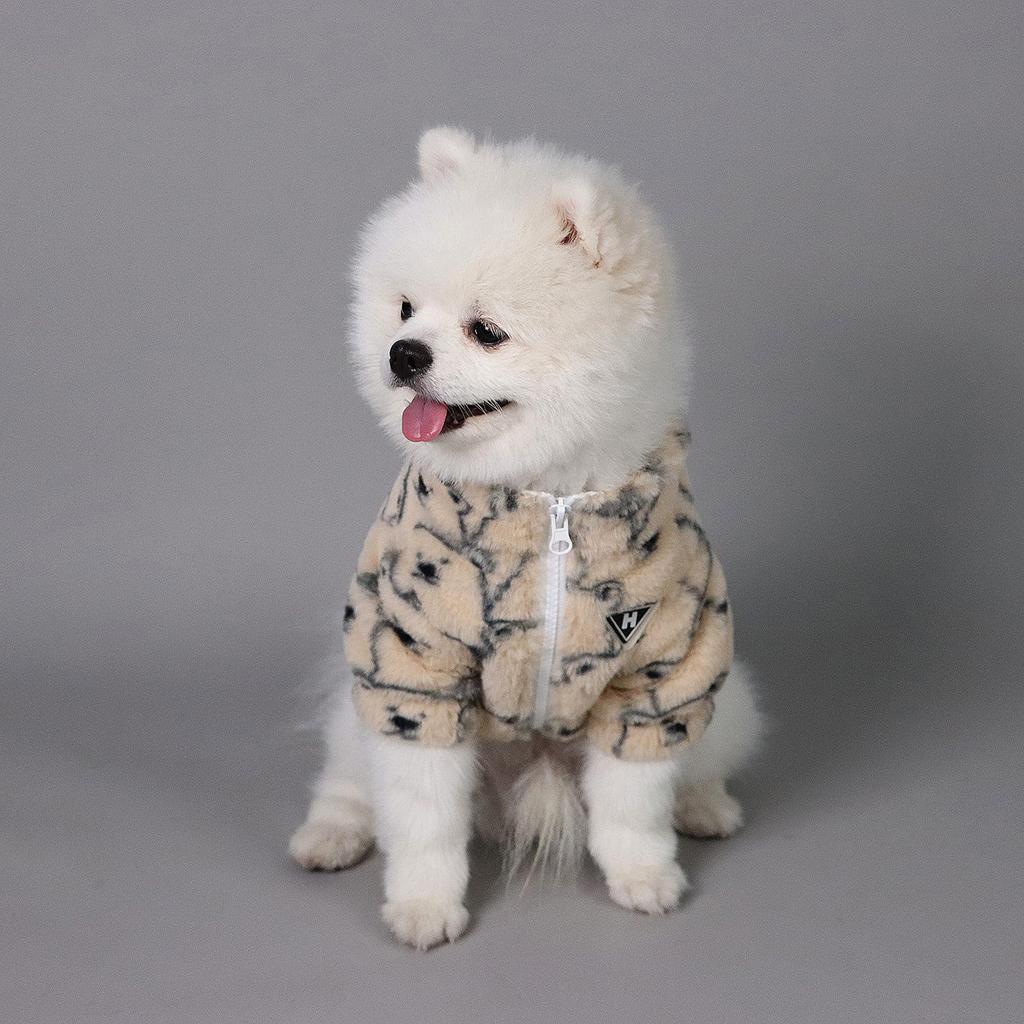 Pet Fuzzy Clothes for Dog Cat Puppy Coat Little Bear Pattern Sweatshirt Fashion Dog Warm Outfits for Small Medium Dog for Autumn