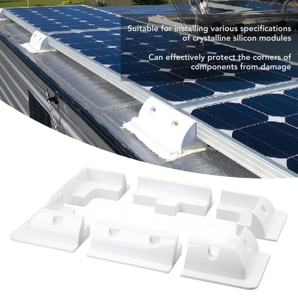 7-delars takhörnsfäste ABS Borrfritt Solpanel Fästfäste Kit Vit för Husbil Yacht Bungalow