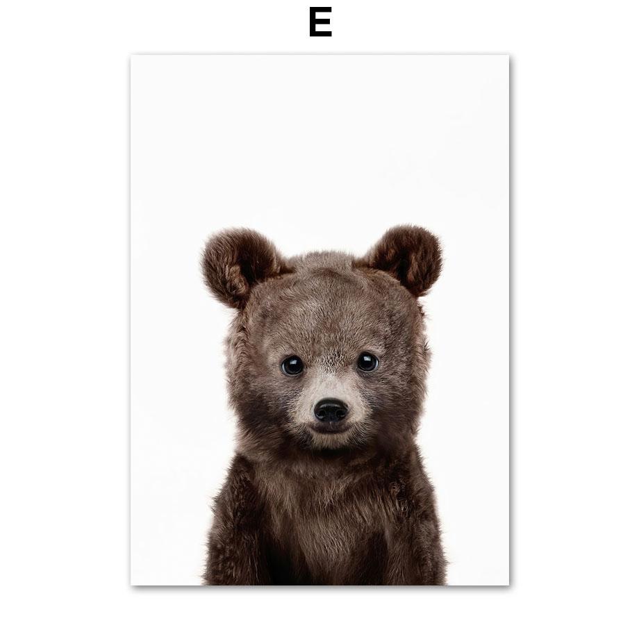 

Слон, Лев, Медведь, Жираф, Панда, Тигр, Енот, настенная живопись, холст, картина с детенышем, постер для детей, декор для детской комнаты для мальчиков и девочек 30X40cm No Framed