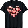 Pigs Heart Shape Cute Love Hog Swine Graphic T-Shirt Cotton Casual Short Sleeve Tee