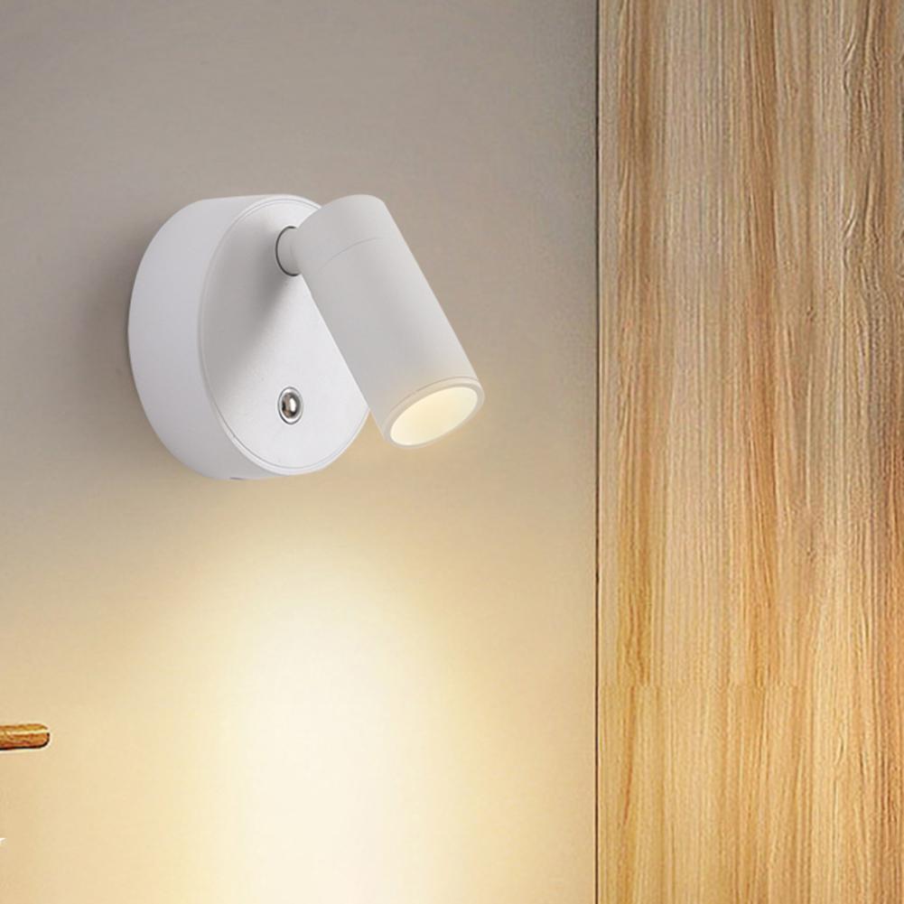 Verstellbare Wandleuchte USB-wiederaufladbar 1800mAh Moderner Stil Drehbare Wandlampe COB Touch-Steuerung Nordisch Modern LED-Wandleuchte 3W