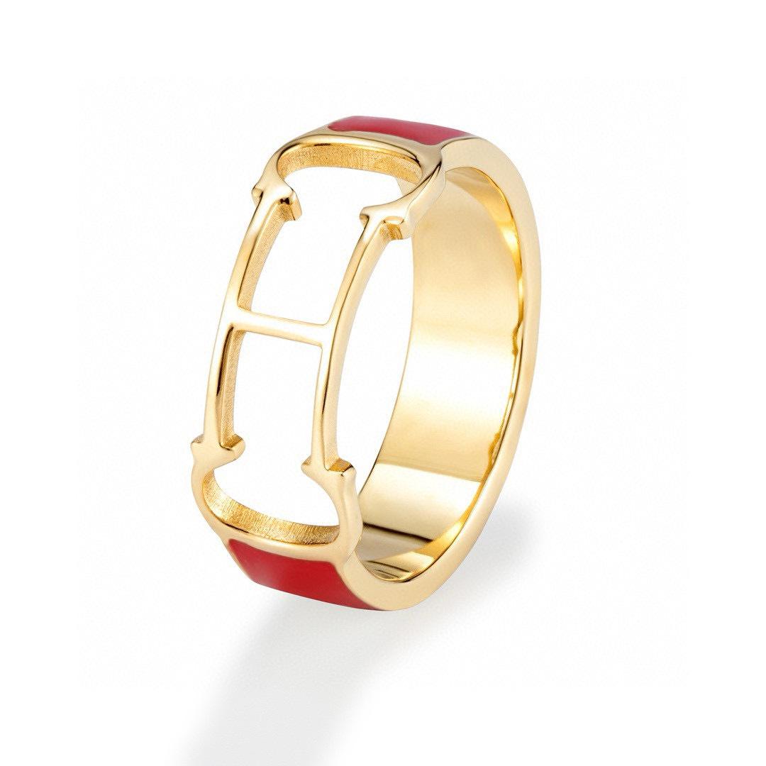 CHHC Fashion Fresh Red Drip Stackable Open Ring for Women - Geometric Design Size 9