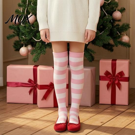 Comic-Ausstellung Outfit Accessoires Gestreifte Oberschenkelhohe Socken für Damen Mädchen, Über dem Knie Strümpfe, Mode Festlich Winter Strumpfwaren Weich Dehnbar