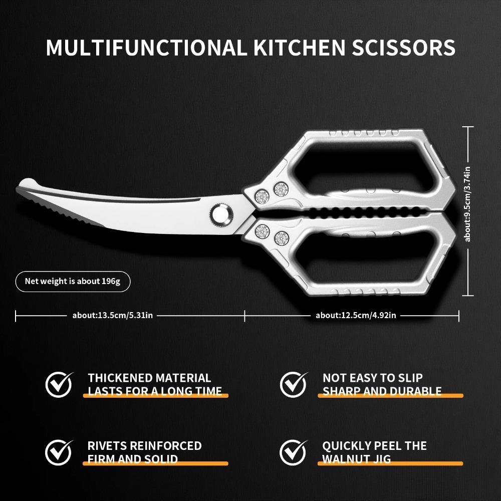 Kitchen Scissors Stainless Steel Sharp Silver Meat Scissors Heavy Duty Poultry Shears For Food Chicken Bones and Turkey5