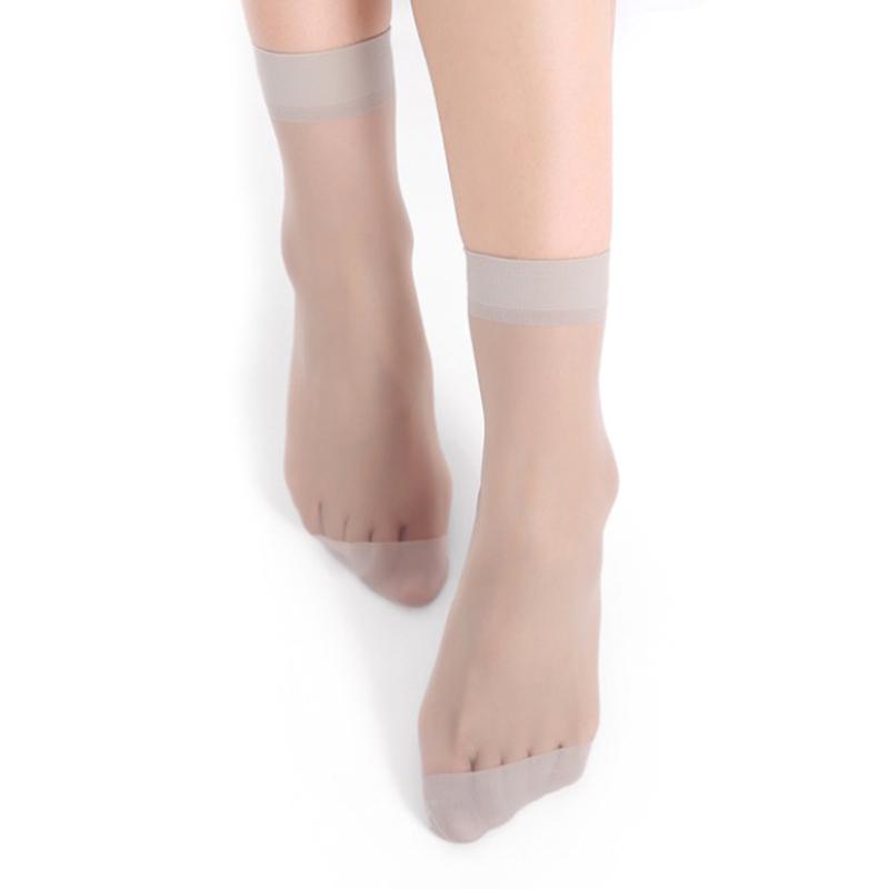 10airs  women summer sexy ultrathin transparent crystal silk socks high elastic skin color nylon short socks female
