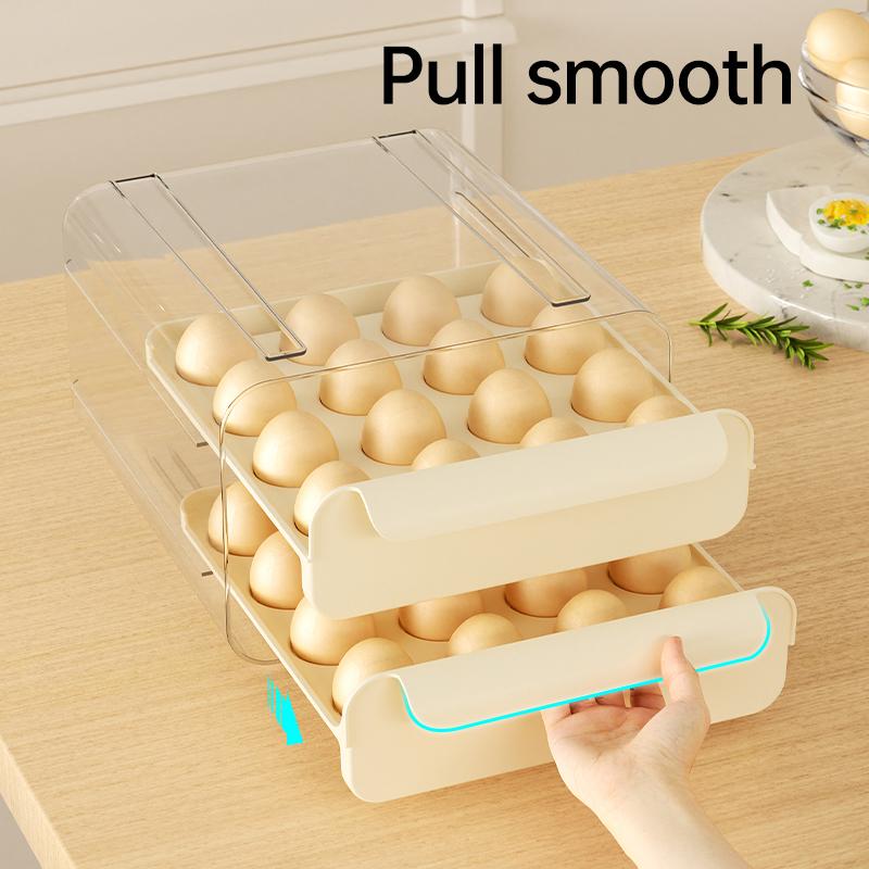 UFORU Egg Storage Box Kitchen Refrigerator Drawer Type Egg Carton Double Layer Egg Holder Crisper Box