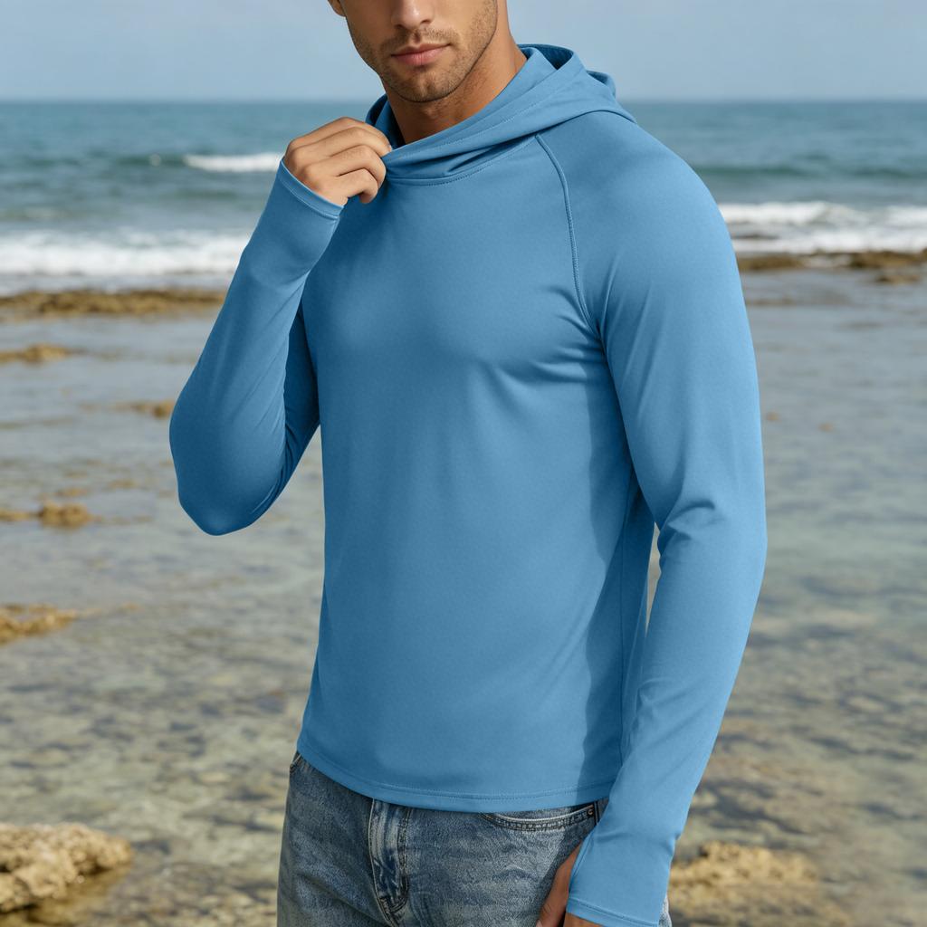 Herren UPF50 Plus Sonnenschutz Hoodie Schnelltrocknend Langarm Leichter Pullover für Outdoor-Aktivitäten Sport Reisen