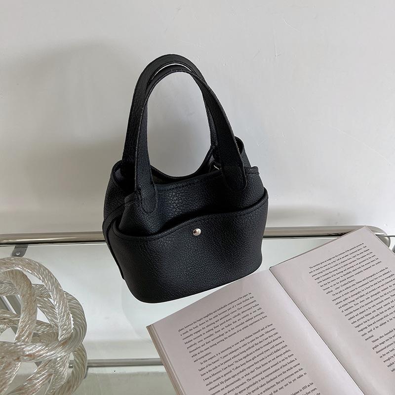 New vegetable basket bag handbag simple fashion soft leather texture crossbody bucket bag female