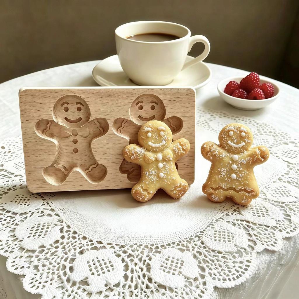 Wooden Gingerbread and Shortbread Cookie Mold Cutter