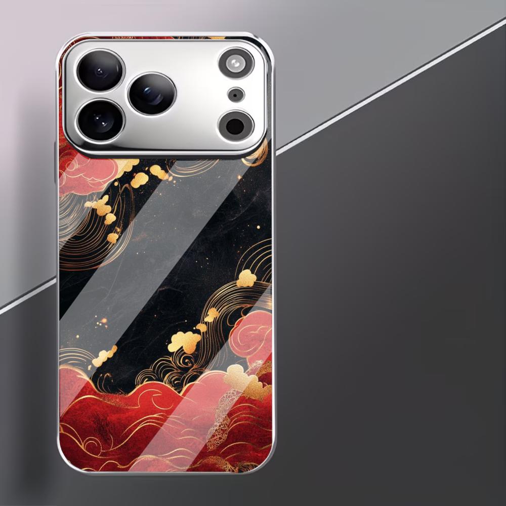 Goldene und rote Wolken Mode Handyhüllen carcasa Smartphone Glas Handyhülle für iPhone 17 16 15 14 13 12 11pm Pro Plus fundas