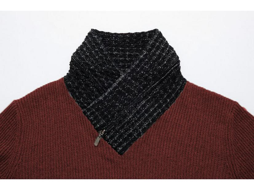 Herren Slim-fit Patchwork Strickpullover mit Schalkragen (Modell 2025)