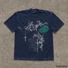 Gothic Rose Graphic TShirt Black Floral Cross Vintage Distressed Short Sleeve Casual Dark Academia Top