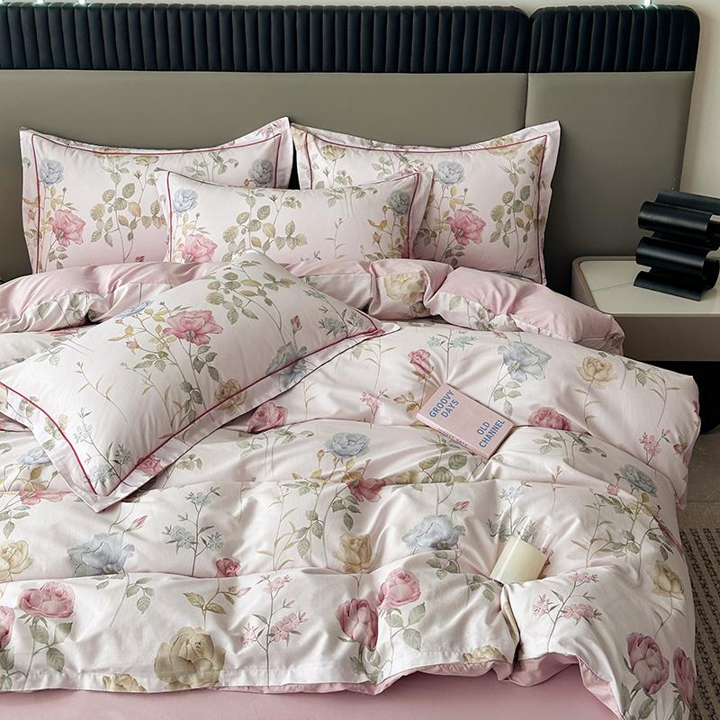 Colorful Flowers Duvet Cover Set Garden Style Quilt Cover 100% Cotton High Quality Queen King Size Bedding Set for Girls Woman