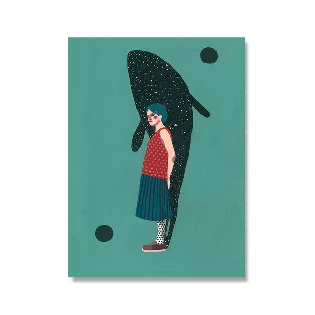 

Современная абстрактная женщина, рыбы, растения, животные, Jagua, постеры, печать, настенная живопись на холсте, картина для гостиной, украшение дома 21x30 No Frame