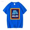 Neues ALDI Supermarkt Lebensmittelgeschäft Logo T-Shirt Lustig Größe S bis 5XL Vintage Gewaschene Mode Atmungsaktiv Stilvoll Lässig homme