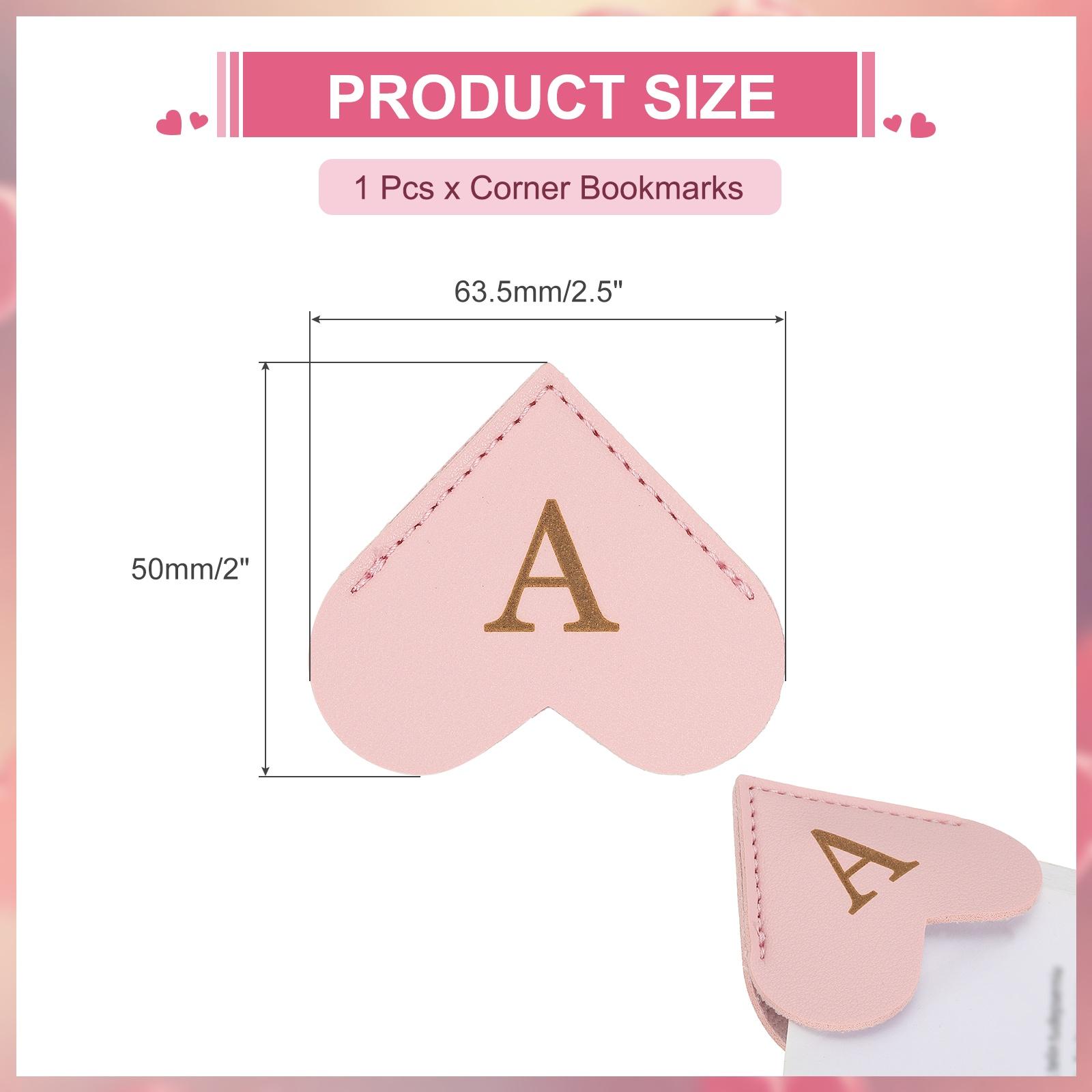 Pink Leather Corner Bookmarks Heart Shape Book Marks Page Markers Cute Page Clip for Men Women Teacher Reader Book Lover Writers