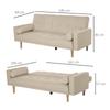 3-Seater Sofa Bed with Backrest Adjustable To 3 Levels, 2 Cushions and Removable Armrests, Beige, 185x84x85cm