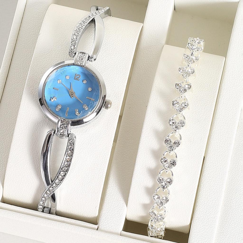 Diamond Watch Women'S Set, Popular Light Luxury Ins Small Dial Bracelet Set Women'S Watch