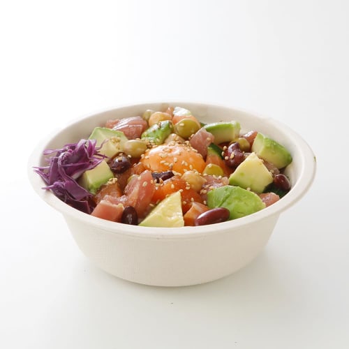 ECO&BASIC Paper Plates and Bowls, Medium, 15cm (approx. 630ml), Pack of 50, Disposable, Microwave-Safe, Made with Unbleached Bagasse, Stylish, Stain-R