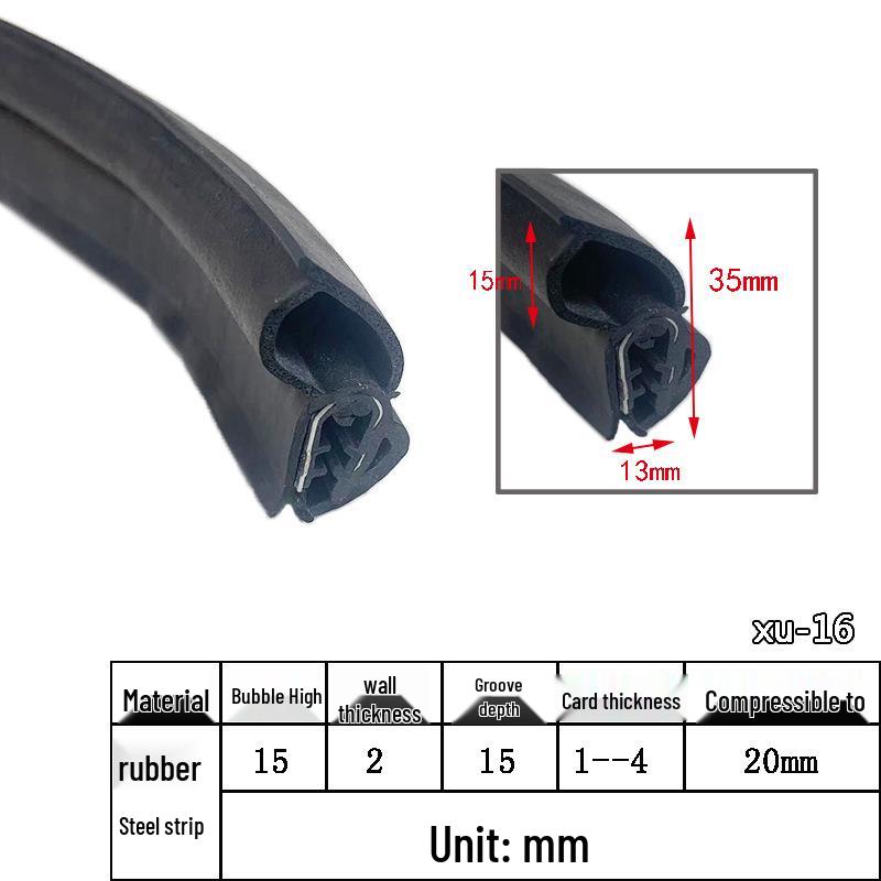 U-Shaped Rubber Steel-Backed Sealing Strip for Car Doors and Cabinets