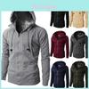 Stylish Men's Hooded Coat With Drawstring And Zipper Up Slim Fit Hoodie Jacket Overcoat