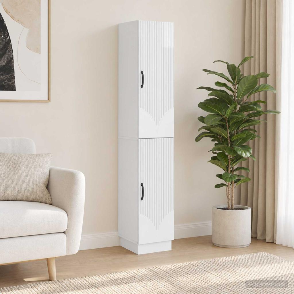Cabinet Set 2 Pcs High Gloss White Particleboard