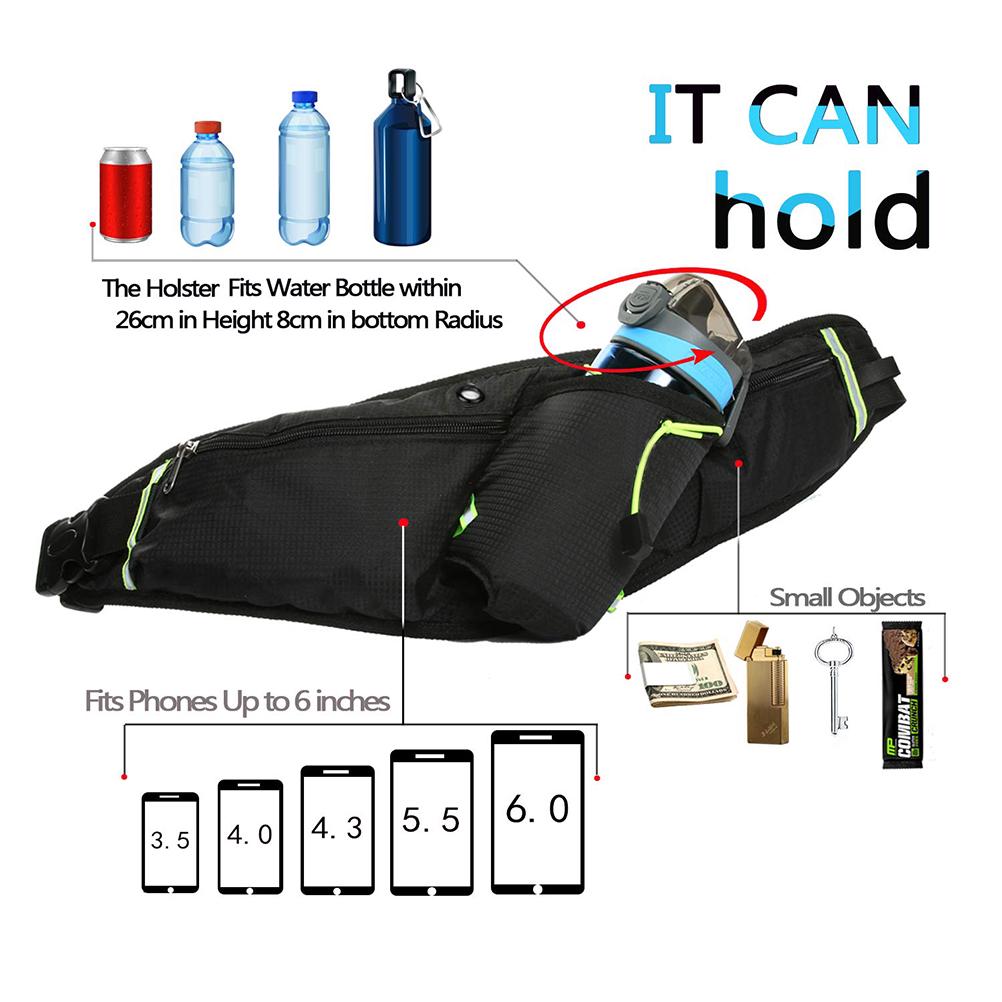 Спортивная поясная сумка для велоспорта бега повседневная нагрудная сумка со светоотражающей полосой водонепроницаемая поясная сумка с держателем для бутылки с водой 1280₽