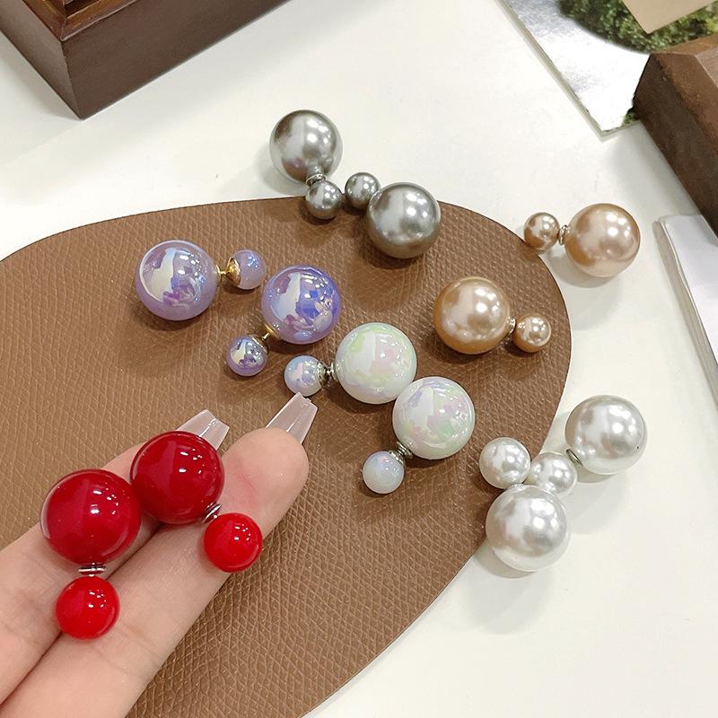 Versatile 925 Silver Pearl Bow Stud Earrings with Double-Sided Tassels