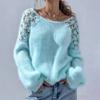 Damen Pullover mit langen Ärmeln, handgehäkelt, aus Kunstmink, Strickpullover