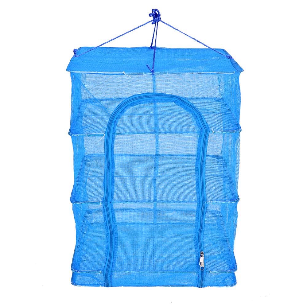 45 * 45 * 65cm Folding 4 Layers Fish Mesh Hanging Drying Net Food Dehydrator Fish Vegetable Dryer Net