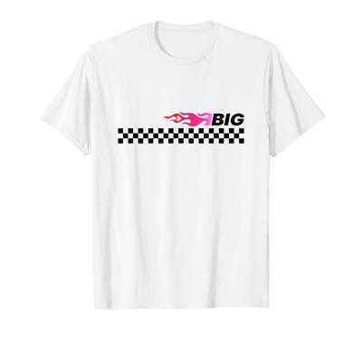 Big Little Sorority Race Car Heart Flame Trendy Reveal T-Shirt