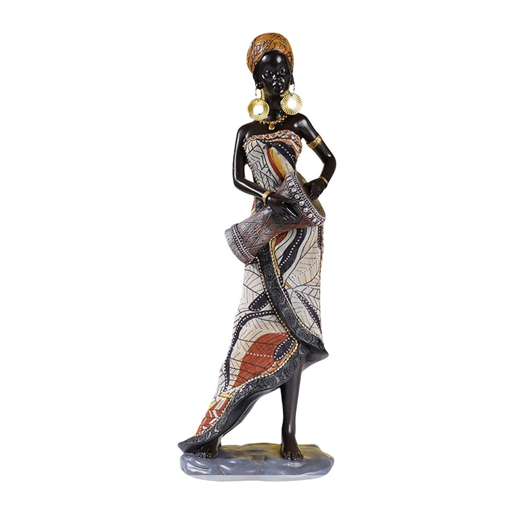 Stil Retro Statuie Femei Tribale Figurine Doamnă Africană Ornament Colecții Rășini Artizanat Artă pentru Desktop Living Room