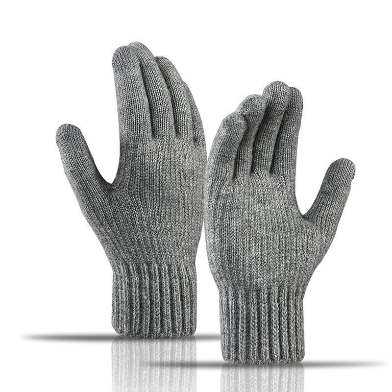 Men's Winter Touchscreen Cycling Gloves - Warm Fleece-lined Alpaca Wool Knit