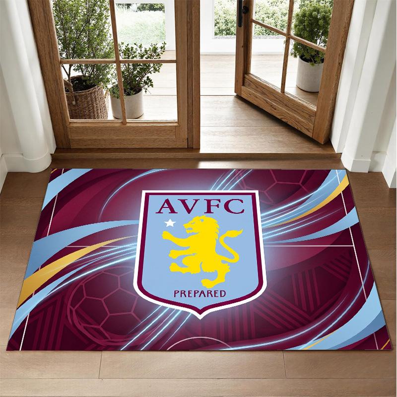 Aston Villa Football Design Crystal Velvet Rug Soft Decorative Mat for Bedroom Entrance