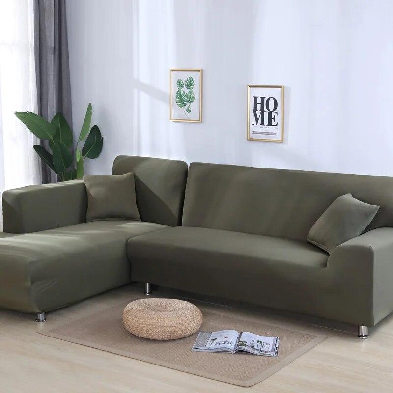 Elastic Sofa Covers 1/2/3/4 Seats Solid Couch Cover L Shaped Sofa Cover Protector Bench Covers