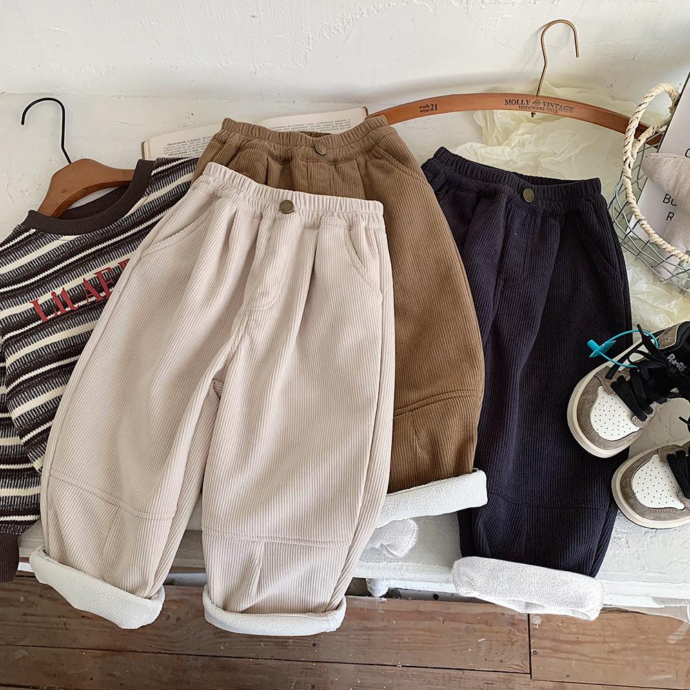 Kino Boys' Winter Fleece-Lined Straight-Leg Casual Pants - Thick and Warm