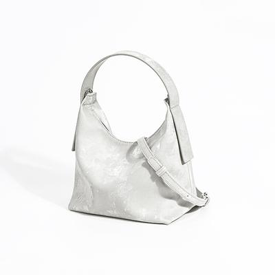 New Chinese Style Satin Lunch Box Bag, Satin Surface, Halo Dyeing, High-end Feeling, Niche Handbag, Fashionable and Versatile Leather Bag for Women