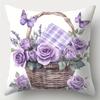 1Pc Elegant Purple Rose And Butterfly Hug Pillowcase Is Perfect For Decorating Living Rooms, Sofas, Bedrooms, And Home Decor