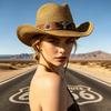 Straw Hat Women's Beach Sunscreen Straw Hat Men's Western Cowboy Hat Retro Solid Color Sunshade Hat