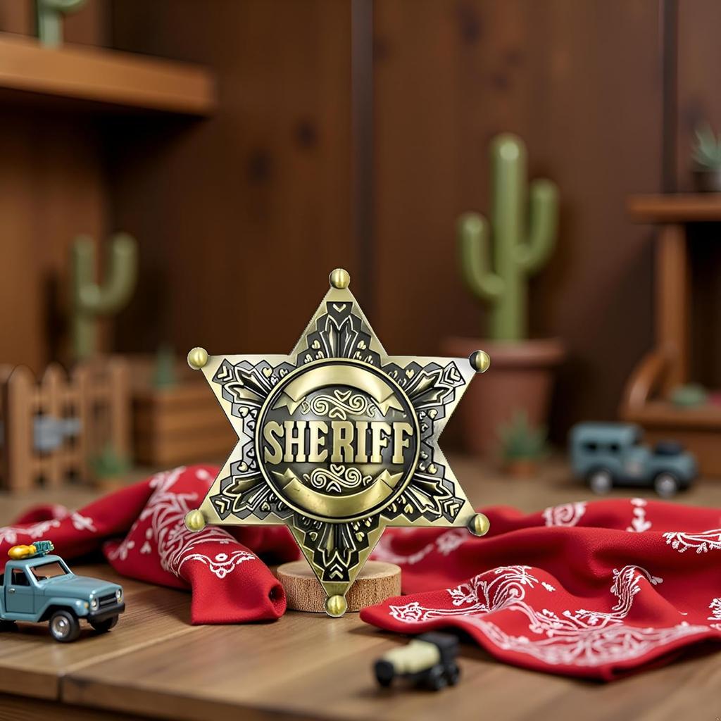 Vintage Western 1pc Metal Sheriff Badge|Premium Metallic Finish | Ideal for Themed Parties,Festivals & Cowboy Outfit Accessories
