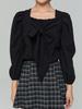 ADOREBELLE Ribbon Tie Blouse - Black