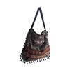 Women'S Canvas Bag Ethnic Style Shoulder Bag Cotton Linen Handbags Fashion Fringed Shoulder Bag Literary Style Large Capacity Handbags