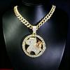Gold Horse Pendant Necklace with Red Diamond Accents, Zinc Alloy, 45mm/62mm