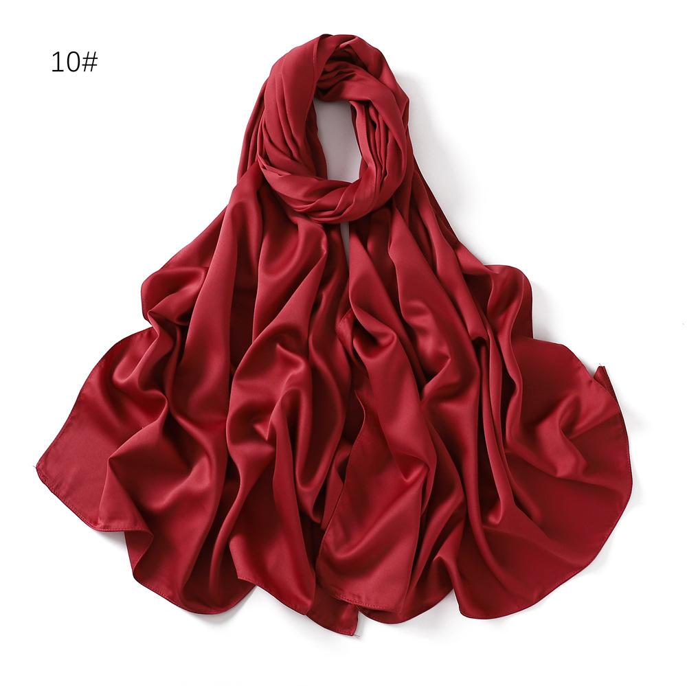 New Luxury Medine Silk Scarf For Women Muslim Plain Hijab Long Shawls Big Size Headscarf Wraps Islamic Turban Headband Bandana