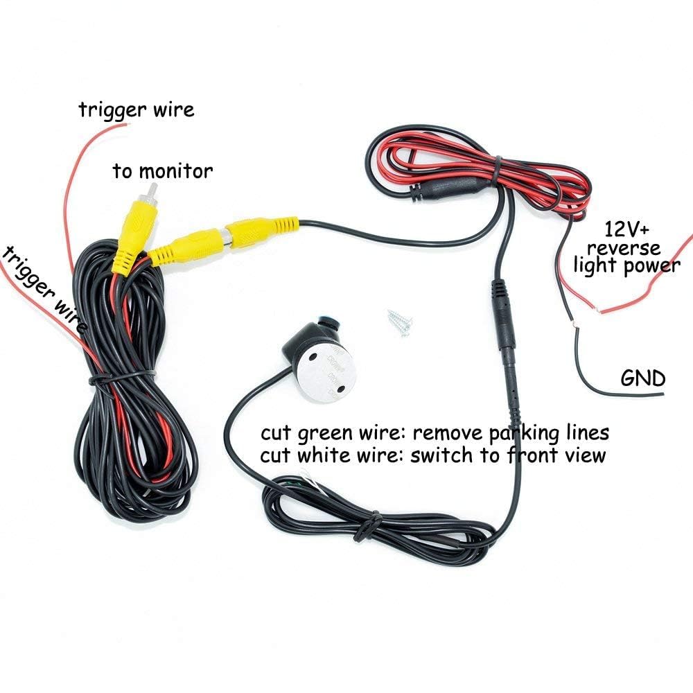 Câmera de Borracha IP68 Automática com Linha Guia de Imagem Normal Visão Noturna Grande Angular Lado Dianteiro e Câmera de Ré Wayfeng® Comutação Ultra-Pequena, Comutação Liga/Desliga,
