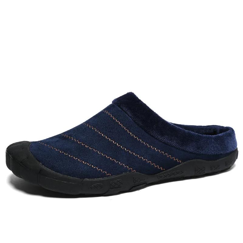 

Тапочки мужские зимние домашние тапочки шлепанцы унисекс хлопковая обувь плюс бархат теплая водонепроницаемая ткань повседневная обувь мужская большой размер 47 48 14